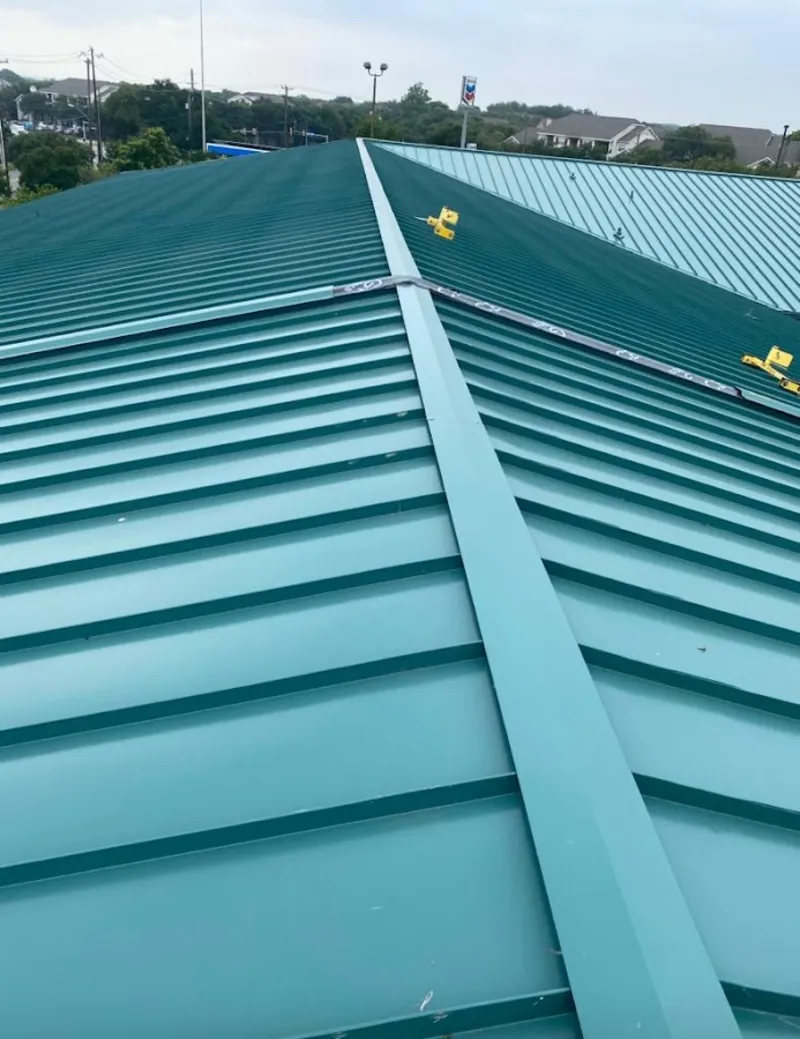 Green commercial metal roof ridge and valley for Metal Roof Repair in Woodruff